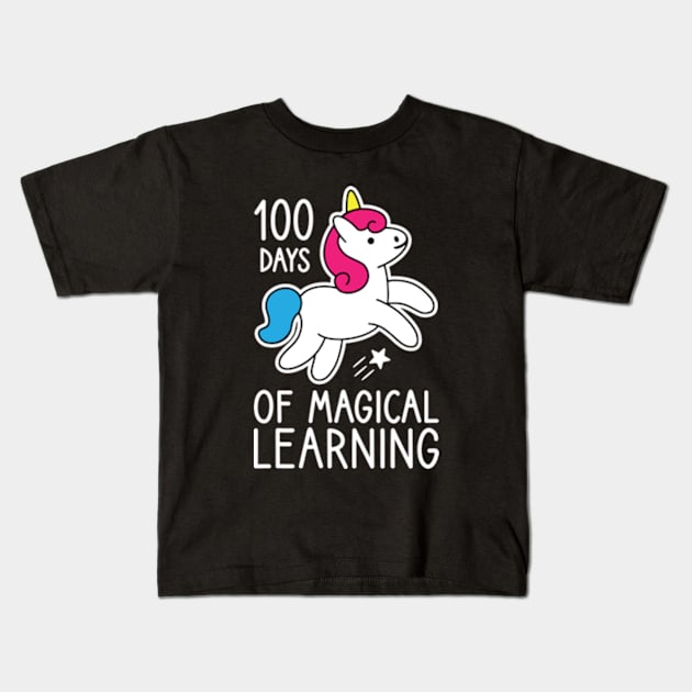 100 Days Of School Gift - 100 Days Of Magical Learning Kids T-Shirt by Emma Creation